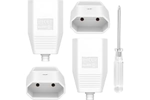AXFEE 4PCS Prise Electrique Femelle, 250V 2.5A Coupleurs Plats Euro, 2 Broches Coupleur Schuko Plat, Fiche Electrique Femelle Plate avec Tournevis, pour Appareils Electroménagers(Blanc)