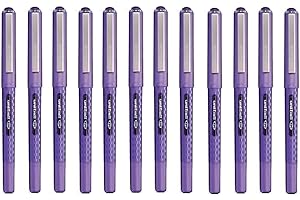 uni-ball UB-157D Eye Designer Violet Rollerball Pens. Fine 0.7mm Ballpoint Tip for Super Smooth Handwriting, Drawing, Art, Crafts & Colouring. Fade and Water Resistant Liquid Uni Super Ink. Box of 12