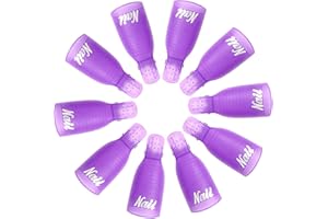 SWKJ 10 PCS Set Nail Polish Remover Clips Acrylic Gel Polish Clips Gel Polish Remover Nails Art Gel Cap for Toenail & Finger UV Gel Polish Removal (Purple)
