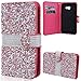 Produktbild SMART LEGEND Lederhülle für Samsung Galaxy A3 2017 Glitzer Handyhülle Bling Ledertasche Diamond Hülle Schutzhülle Premium PU Leder Flip Wallet Case Protective Cover Innere Weiche Silikon Bookcase Handy Tasche Schale mit Kartenfächer Magnetverschluß Standfunktion Etui - Rosa