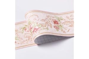 GouieRylin Greche Adesivo Per Pareti Bordo Decorazione Autoadesiva Rimovibile Per Cucina Bagno Piastrelle Adesivo Per Pareti Autoadesiva Giardino rosa 10.6cm X 500CM