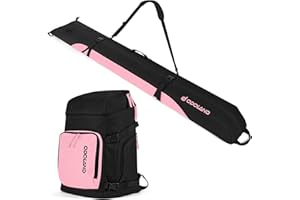 Odoland 2M Ski Bag & 50L Boot Backpack Combo, Padded Snowboard Bags & Ski Boot Bag for Air Travel, Waterproof Snow Ski Bags Fit Skis Up to 200CM for Store Transport Ski Gear Men Women