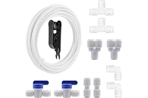 HAXIHA Wasserzulaufleitung Universal Anschluss-Set 10 M,Kühlschrankschlauch,10 Stück RO Water Filter Fitting Schlauchverbinder,für 3/8 Zoll Schlauch.Wasserschlauch(Y+T+I+L Typ Combo+Absperrventil)