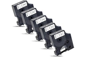5x Labelwell 6mm x 7m Sostituzione del Etichette Compatibile per Dynmo D1 43613 S0720780 Nero su Bianco per Dynmo LabelManager 120P 160 210D 220P 360D 420P 500TS Labelpoint 250 150 Labelwriter 450 Duo