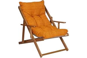 LIBEROSHOPPING Poltrona Pieghevole sdraio in legno Abete 3 Posizioni Cuscino tessuto Imbottito per soggiorno giardino made in italy - RELAX (Oro)