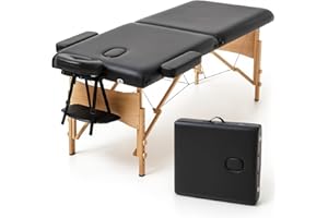 T-LOVENDO.ES Camilla de Masaje Plegable portátil Ligera Profesional | 2 cuerpos con Altura Ajustable | Acolchado Espuma Alta Densidad | Estructura Madera | Soporta hasta 200kg