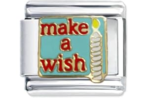 Quiges - Modulo Charm Link in stile italiano da 9 mm in acciaio inox Desiderio per bracciali in stile Italian Links