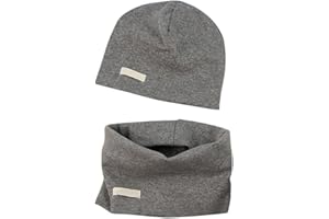 LACOFIA Chłopcy dziewczęta czapka beanie i kołnierz szalik zestaw dzieci super miękka bawełniana czapka niemowlę dzianinowe czapki i chusty bandana, 2-pak