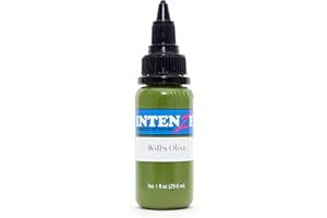 INTENZE Farba do tatuażu zielona 30 ml Will´s Olive- Oryginał: trwały kolor i absolutnie sterylny -Tattoo tusz wegański do tatuażu permanentnego, Stick&Poke - farba do tatuażu o doskonałej konsystencji