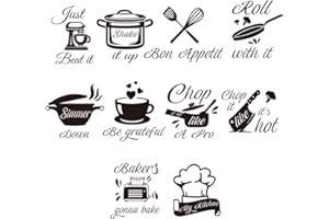 GOMAKERER Kitchen Wall Decals, Kitchenware Wall Decals with Funny Letters Removable Peel and Stick Wall Decor for Home Restaurant Kitchen, 90x39cm
