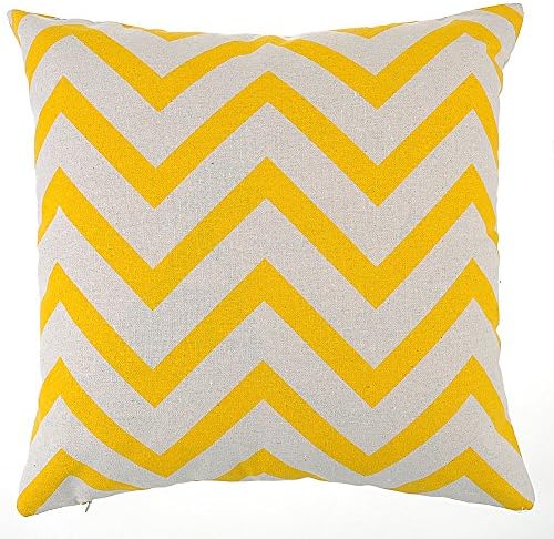 Weksi®Cotton Linen Square Decorative Throw Pillow Case Cushion Cover PillowCases 18"*18" Zigzag Stripes Yellow