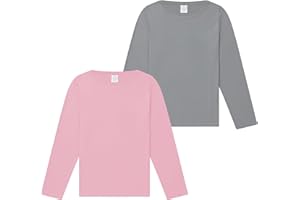 THE ESSENTIALS WARDROBE Ladies Long Sleeve T-Shirts 2 Pack Multicoloured Breathable Shirts for Womens Comfortable Soft Hand Feel Long Tee Crew Neck Cotton Top Size S-4XL