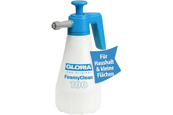 GLORIA Pulvérisateur à Mousse FoamyClean 100 | 1 L Canon à Mousse Manuel pour Nettoyage Maison & Voiture | 3 Niveaux de Consistance Ajustable | Idéal Salle de Bain, Cuisine, Vitres & Lavage Auto