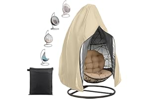 FANSU Housse de Chaise Suspendue Oeuf Suspendu Exterieur Jardin Bache de Protection 210D Oxford-Tissu Imperméable Anti-UV Housse de Protection Fauteuil Suspendu pour Patio (Beige,115x190cm)