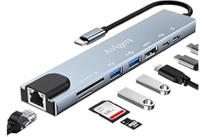 AVIGERS 8 en 1 Hub/Adaptateur USB C avec RJ45 Ethernet, 4K HDMI, 100W PD, Lecture de Carte SD/TF, 2 Ports USB 3.0, Type C Adaptateur Multiport pour MacBook Pro/Air, iPad Pro, iMac, Série iPhone16/15, Galaxy