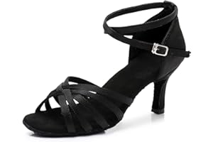 Rosefinch Chaussures de Danse de Salon Latine Femme Fille Jazz Salsa y Strass Talon Haut Salle de Bal Salsa Tango Chacha Performance Professionnelle Pratique