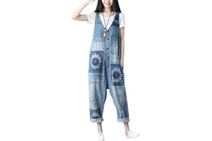 Youlee Women's Wide-Leg Dungarees, Denim Jumpsuit