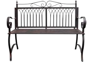 aubaho Brun Banc Meubles de Jardin en métal de Style Antique Fer mobilier 119x95cm