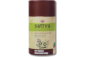 SATTVA AYURVEDA Sattva Natural Nut Brown Hair Color - Brown Henna for Allergies - Organic Plant-Based Hair Dye for Natural Hair Color, Henna Hair Dye for Volume and Shine - Double Portion - ECOCERT (Nut Brown)