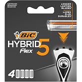 BIC Hybrid 5 Flex 4-Piece Replacement Razor Cartridge (5 Blades), 5 Nano Technological Titanium Blades, Enriched with Vitamin E