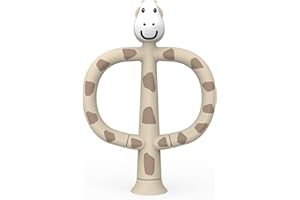 Matchstick Monkey, Silicone Training Baby Toothbrush, Antimicrobial Protection, Gentle On Gums, Easy Grip Arms Encourage Independent Brushing, 3 Months Old+, Gigi Giraffe