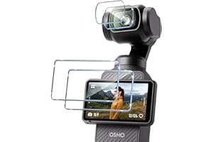 HidWee Protection Écran Compatible avec DJI Osmo Pocket 3 2 Pièces Verre Trempé + 2 Pièces Caméra Protecteur, 9H Dureté HD sans Bulles Anti-Huile Protection Décran + Caméra Protecteur