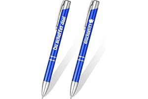 Tenare 2 Stück Inspirierende Einziehbare Kugelschreiber Metall Glücksbringer Druckkugelschreiber mit Gravur Prüfung Du Schaffst Das Geschenke Motivierende Glücksstift für Lehrer Kollege (Blau)