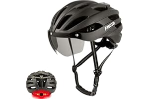 Favoto Bike Helmet for Adults - Men Women Bicycle Helmets with Magnetic Goggles USB Taillight Lightweight Cycling Helmet for Road and Mountain Adjustable Size (59-61cm)