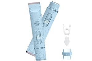 XkuiHF Rasoio Elettrico Donna, 2 in 1 Rasoio Donna Inguine,Rasoio Elettrico Corpo Donna, nna Viso Bikini Corpo Tagliapeli corporeo per donna Epilatore per zona Bikini-Trimmer Impermeabile (blu)