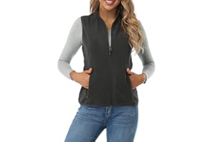 fuinloth Chaleco de Forro Polar Mujer,Termico Invierno Chaqueta sin Mangas con Bolsillos con Cremallera
