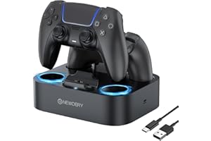 NEWDERY PS5 Controlador Estación de carga Base de carga Cargador rápido PlayStadion 5 Controladores de doble sentido Soporte con indicador de luz LED / Carga rápida