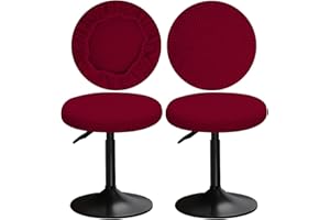 YINGAYOU Hockerbezug Rund 30-40 cm Bezug Barhocker Rund mit Plüsch Quadrate Luxuriöser Stoff Waschbar Dehnbar Wunderschöne Farbe für Runde und Eckige Hocker (2, Burgunderrot)