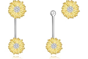 YAFEINI Sunflower Earrings for Women 925 Sterling Silver Gold Dainty Flower Stud Earrings for Girls Sunflower Jewellery Gift