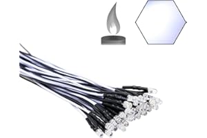 EDGELEC 30pcs 12 Volt 3mm White Flicker LED Lights Emitting Diodes (Candle Flickering Lights) Pre Wired 7.9 inch DC 12v LED Light Clear Lens Small LED Lamps