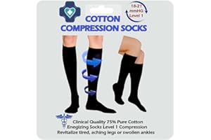 Kensington Compression Socks for Women & Men – Cotton Flight Socks for Travel, Maternity, Sports & Medical Stockings – Calf & Ankle Swelling Relief, Improves Circulation, Great for Pregnancy Size 9-11