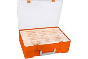LAIFU Photo Storage Boxes - Extra Large Orange Photo Case with 18 Inner Photo Storage Boxes 6x4, Acid-Free Photo Box Storage,Plastic Craft Storage Box for Photo Stickers Stamps Cards Seeds
