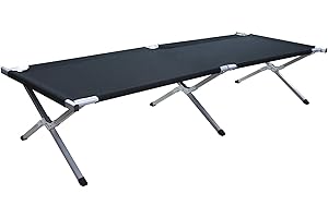 Kronenburg Feldbett XXL, Campingbett 210 cm x 72 cm x 45 cm – Belastbarkeit bis 200 kg - Stahlrohr verstärkt - in Schwarz