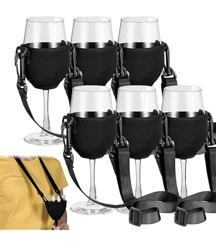 Lot De 2 Porte-verres à Vin à Suspendre Autour Du Cou - Néoprène Réglable, Portable Pour Fêtes, Noël, Mariage