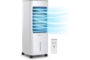 ‎PRO BREEZE Pro Breeze 5L Mobiler Luftkühler, 4-in-1 mit 3 Stufen, LED Anzeige und Fernbedienung, Mobiles Klimagerät ohne Abluftschlauch mit Wasserkühlung, Ventilator, Luftbefeuchter und Nachtmodus, Weiß