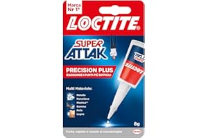 Loctite Super Attak Precision Plus, Colla liquida trasparente con beccuccio extra lungo, Colla attaccatutto forte multimateriale, Adesivo resistente e preciso, 1x8g