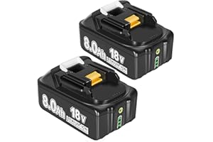 AOSROSO 2X 8.0Ah Ersatzakkus für Makita Akku 18V Ersatzakku für Makita Akku BL1860 BL1850B BL1850 BL1840 BL1830 BL1820 BL1815 194205-3 LXT-400 mit LED Indikator für Makita 18V Akku