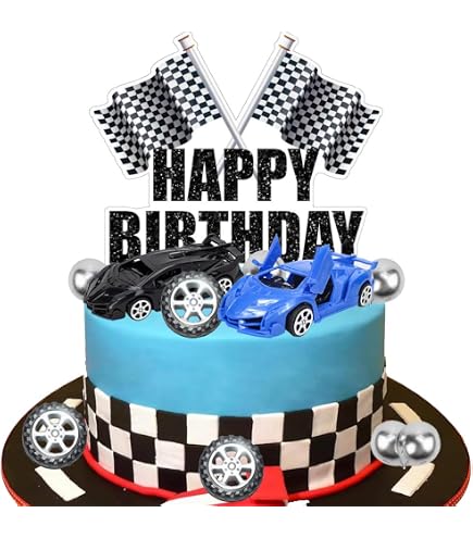 Rennwagen Cupcake-Topper – Auto Kuchen Deko Im Rennsport-Look, Blau, Für Geburtstagsfeiern