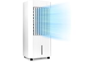 Klarstein Iceberg Pure - Enfriador de aire, Caudal: 283 m³/h, 65 W, Depósito: 5 L, Acumuladores de frío, Oscilador, Portátil, Ruedas, Filtro para polvo, Modos natural, normal y noche, Blanco