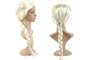HGSHUO Perruque pour Reine des Neiges Perruque Blonde Perruque Raiponce Enfants Filles Princesse Perruque Cosplay Carnaval Halloween