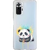 Xiaomi Redmi Note 10 Pro ile Uyumlu Splash Panda Tasarımlı Slimfit Şeffaf Silikon Kılıf