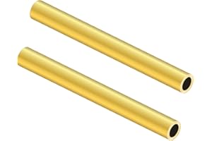 LAVMHAB Tubo rotondo in ottone, 10 mm di diametro esterno x 1,5 mm di spessore della parete x 200 mm di lunghezza, tubi rotondi in ottone senza cuciture, per artigianato fai da te (2 pezzi)