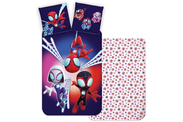 Spidey Sängkläder för småbarn juniorstorlek | påslakan 100 x 140 cm + örngott 40 x 45 cm, 100 % bomull