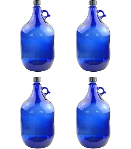 2 Bouteilles En Verre Bleu 2L Avec Bouchon Et Anse - Rangement Liquides Alimentaires