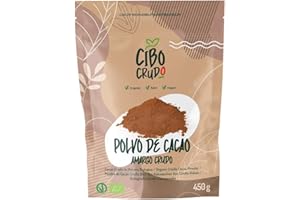 CIBO CRUDO CRUDO BIOLOGICO VEGAN Cacao Puro en Polvo Ecologico sin Azucar - 450g. Cacao en Polvo de Nibs de Cacao Puro no Alcalinizado. Rico en Antioxidantes, Magnesio, Hierro, Vitamina B1 B2.
