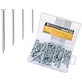 275 Pcs Assorted Nails for Wood Zinc Plated Flat Head Iron Nails for Wood Repair, Small Wall Nails for Hanging Pictures, DIY, Crafts, Woodwork, Furniture, Construction (25, 30, 35, 40mm, Silver)